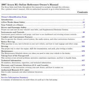 Acura RL 2007 Owner's Manual