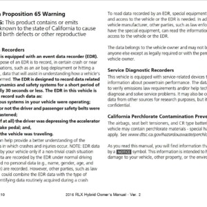 Acura RLX 2016 Owner’s Manual