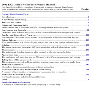 Acura RSX 2002 Owner's Manual