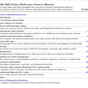 Acura RSX 2004 Owner's Manual