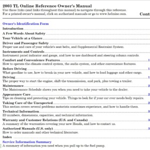 Acura TL 2003 Owner's Manual