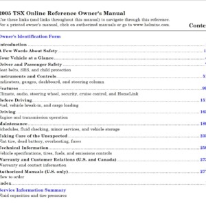 Acura TSX 2005 Owner’s Manual
