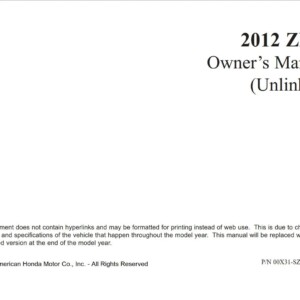 Acura ZDX 2012 Owner’s Manual