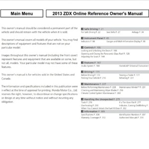 Acura ZDX 2013 Owner’s Manual