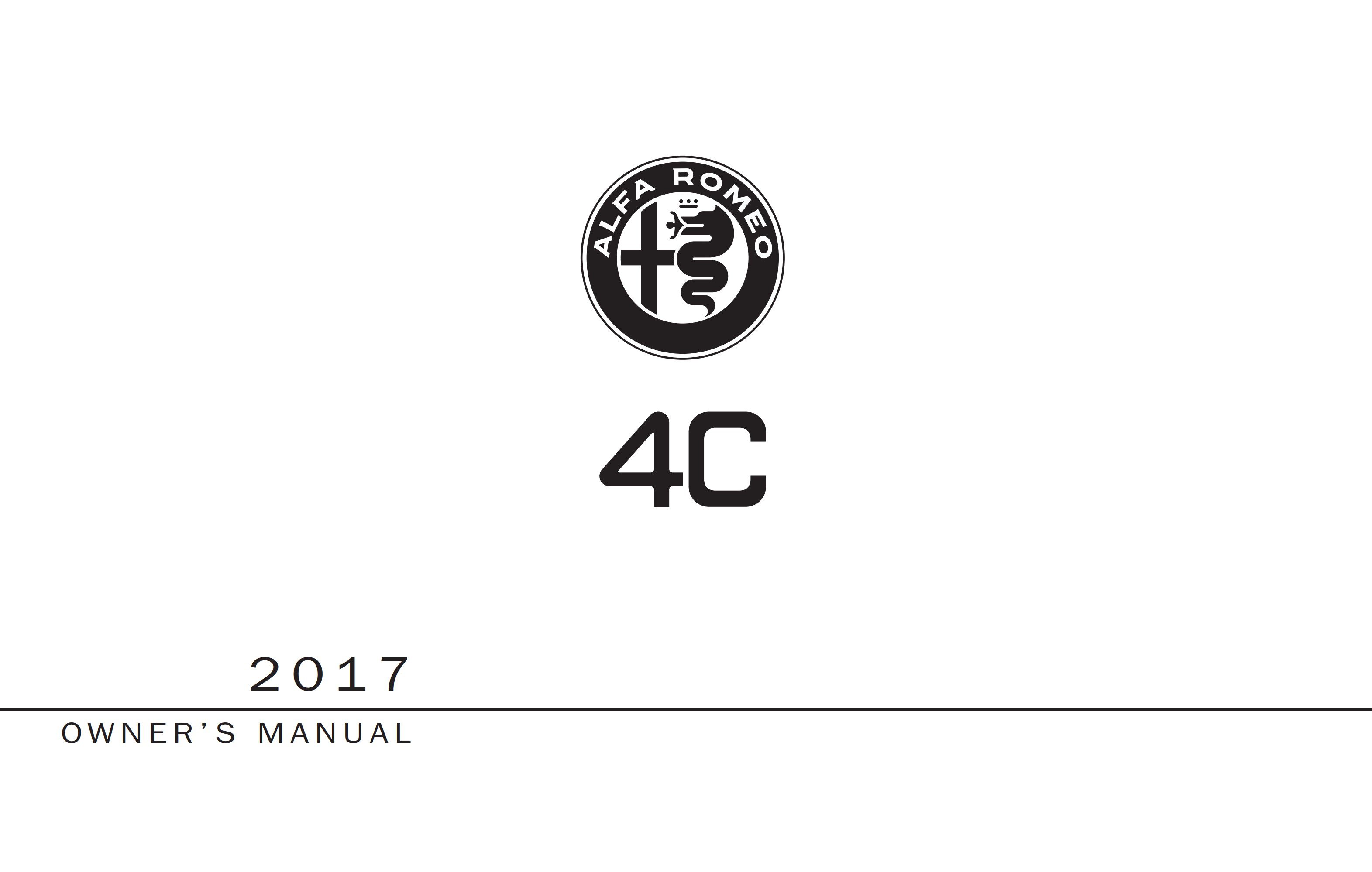 Alfa Romeo 4C 2017 Owner’s Manual