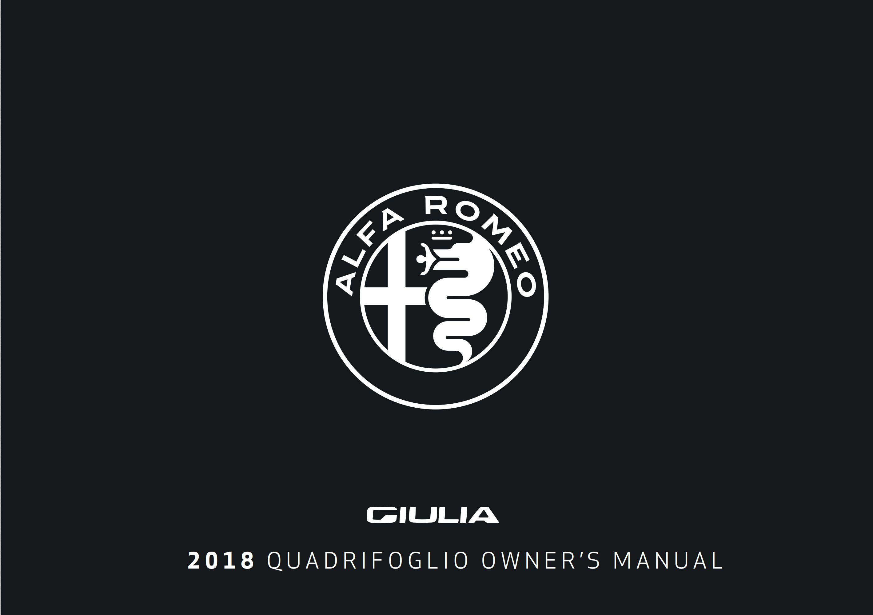 Alfa Romeo 4C Giulia Quadrifoglio 2018 Owner’s Manual