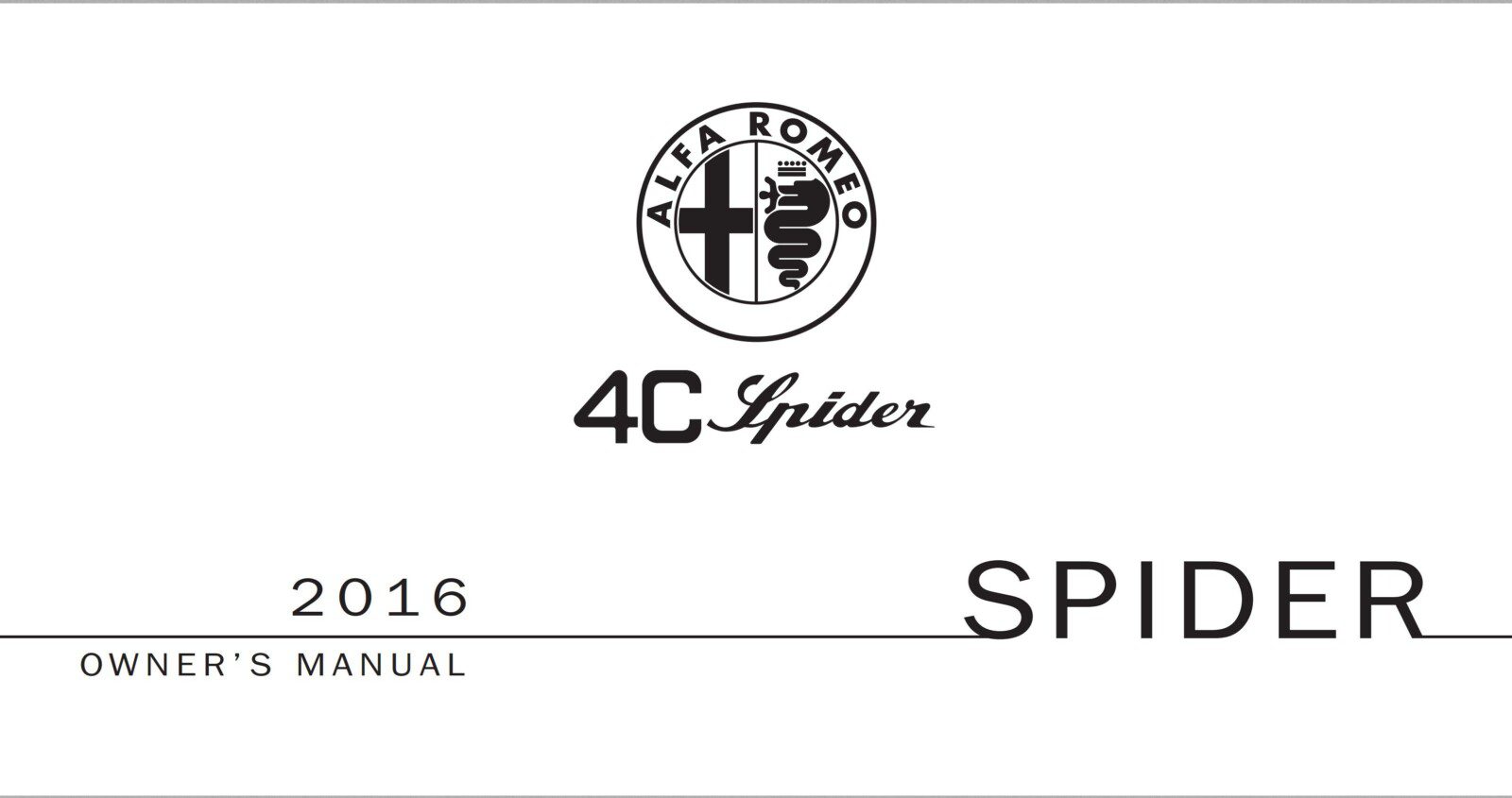Alfa Romeo 4C Spider 2016 Owner’s Manual – PDF Download