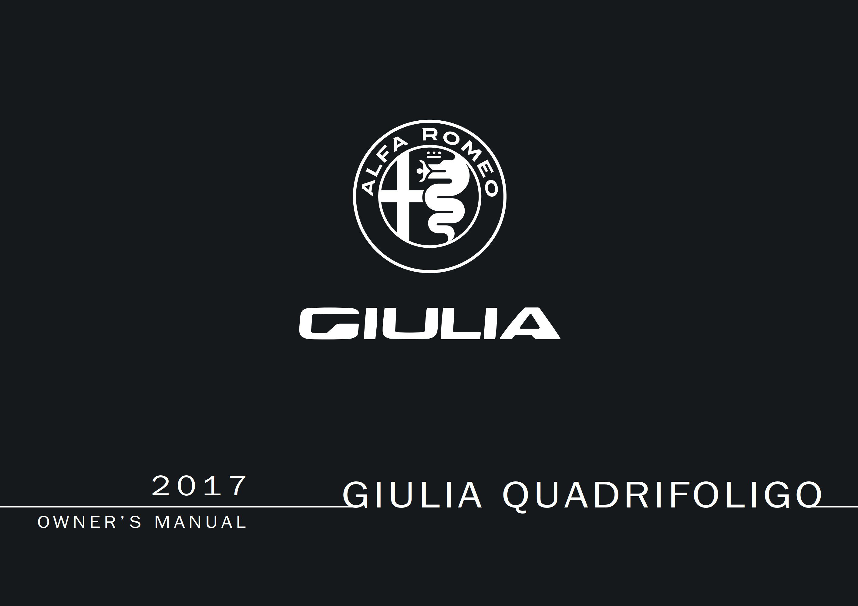 Alfa Romeo Giulia Quadrifoglio 2017 Owner’s Manual