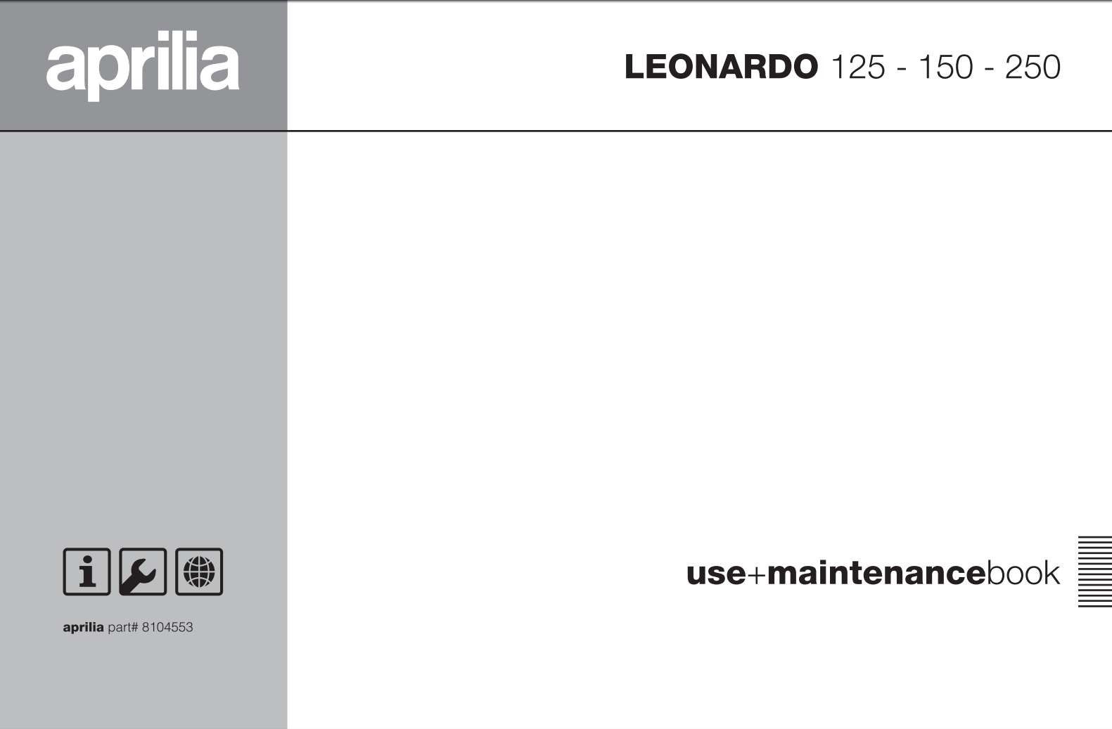 Aprilia Leonardo 125 150 250 2003 Owner’s Manual