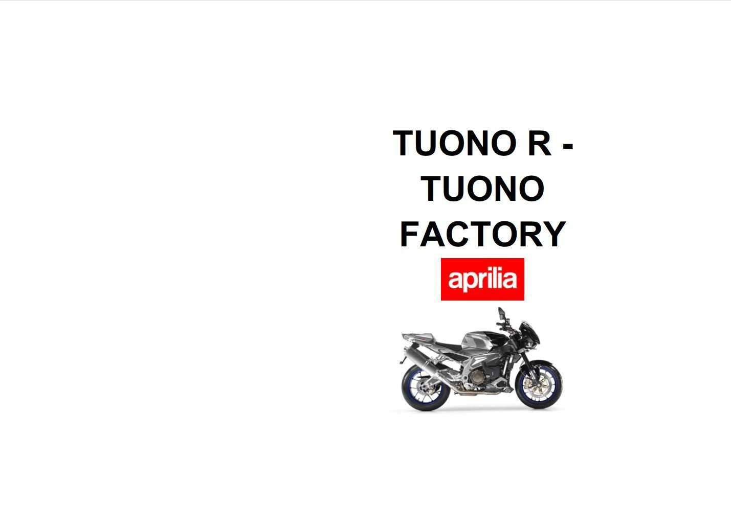 Aprilia Tuono R 2007 Owner’s Manual