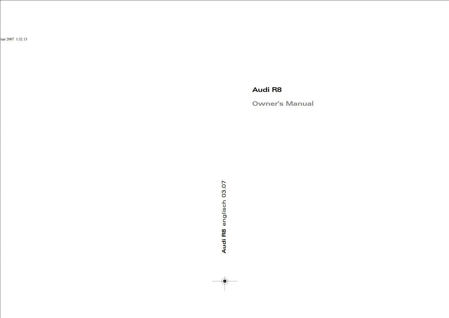 Audi R8 2007 Owner's Manual