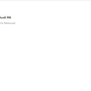 Audi R8 Coupe 2008 Owner's Manual