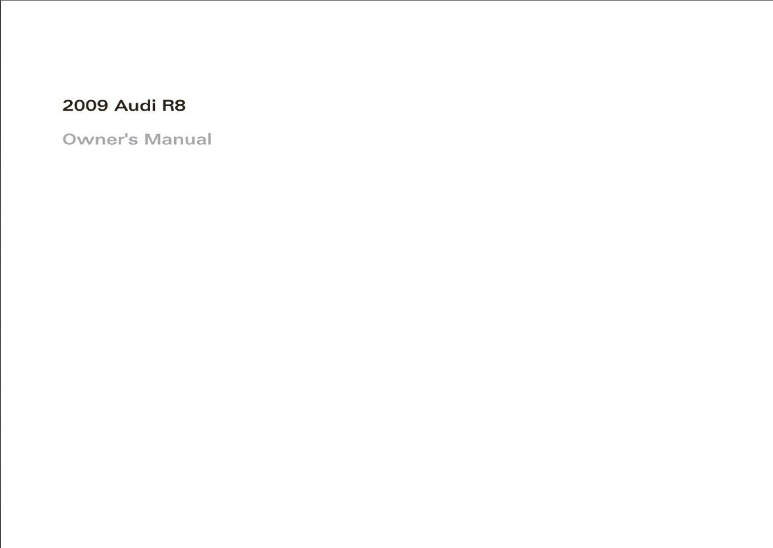 Audi R8 Coupe 2009 Owner's Manual