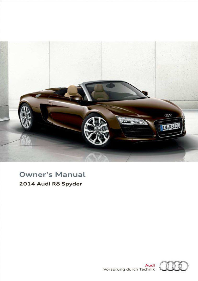 Audi R8 Spyder 2014 Owner's Manual