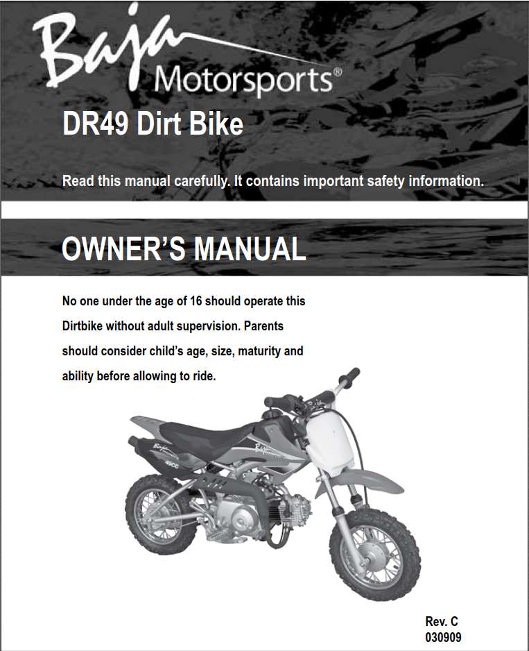 Baja Dirt Bike DR49 Owner’s Manual