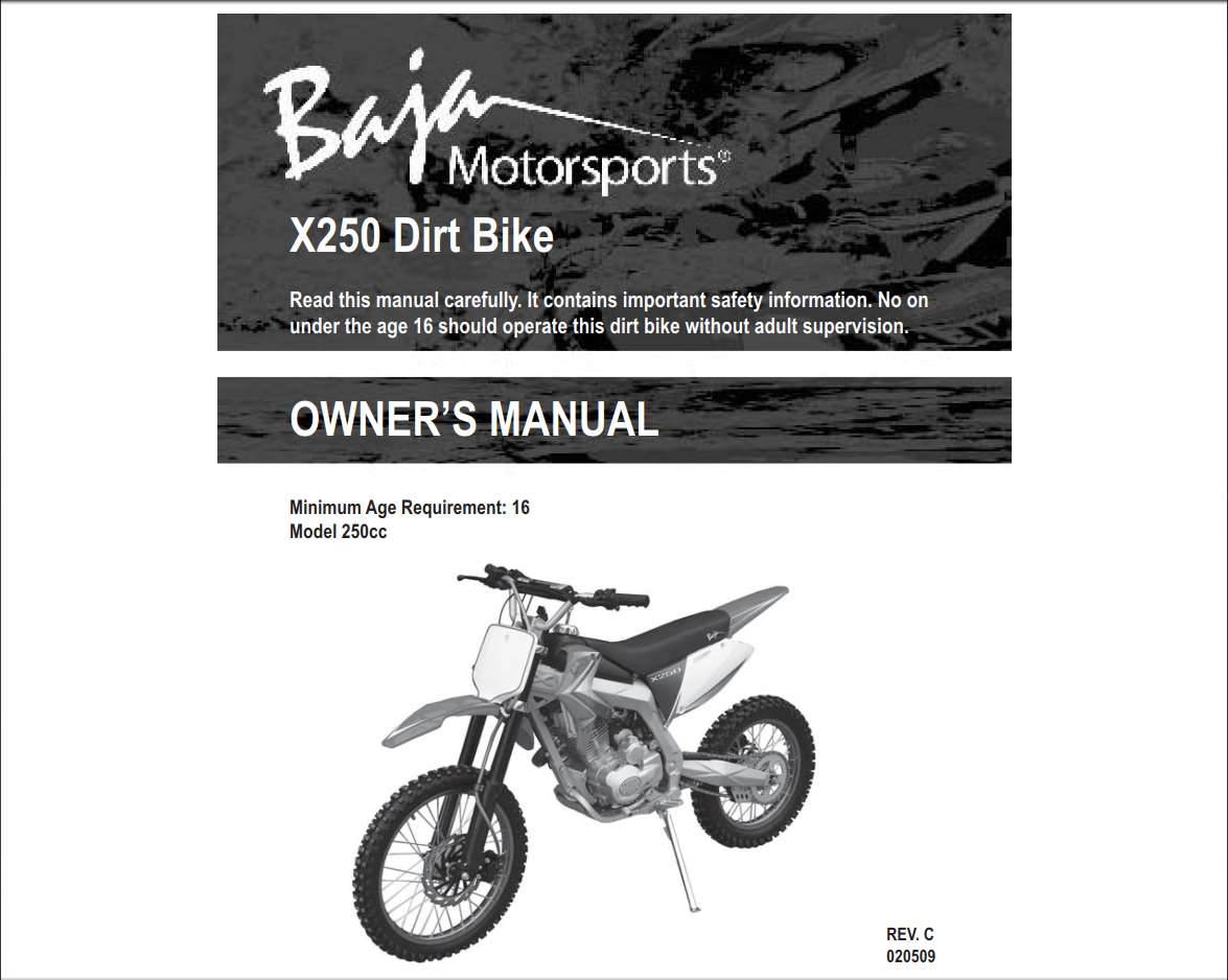 Baja Dirt Bike X250 Owner’s Manual