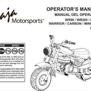 Baja Mini Bike WR96 WR200 Heat Warrior Carbon Mini Baja MB200 Owner’s Manual