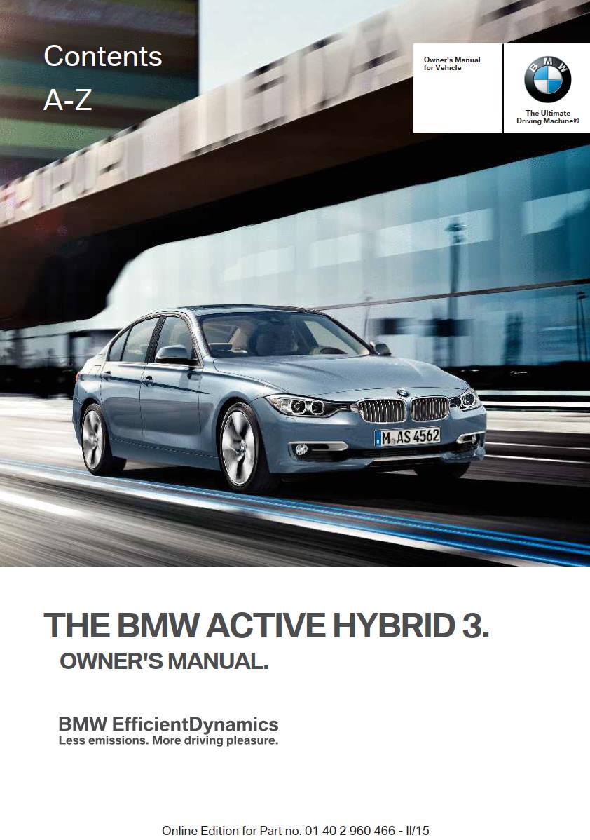 BMW 3 Series Active Hybrid 2015 Owner's Manual