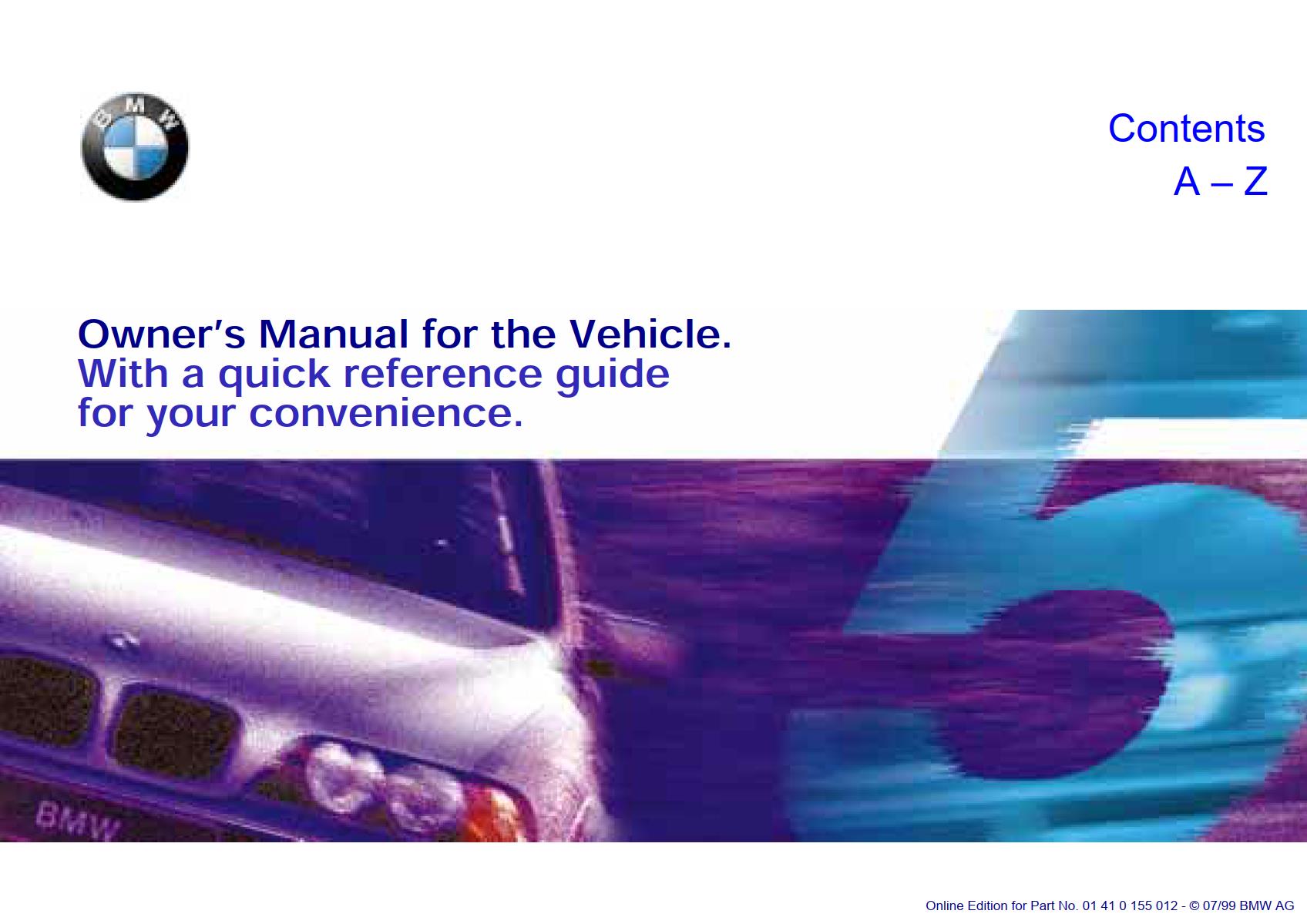 BMW 528i 540i Sedan Sport Wagon 2000 Owner's Manual
