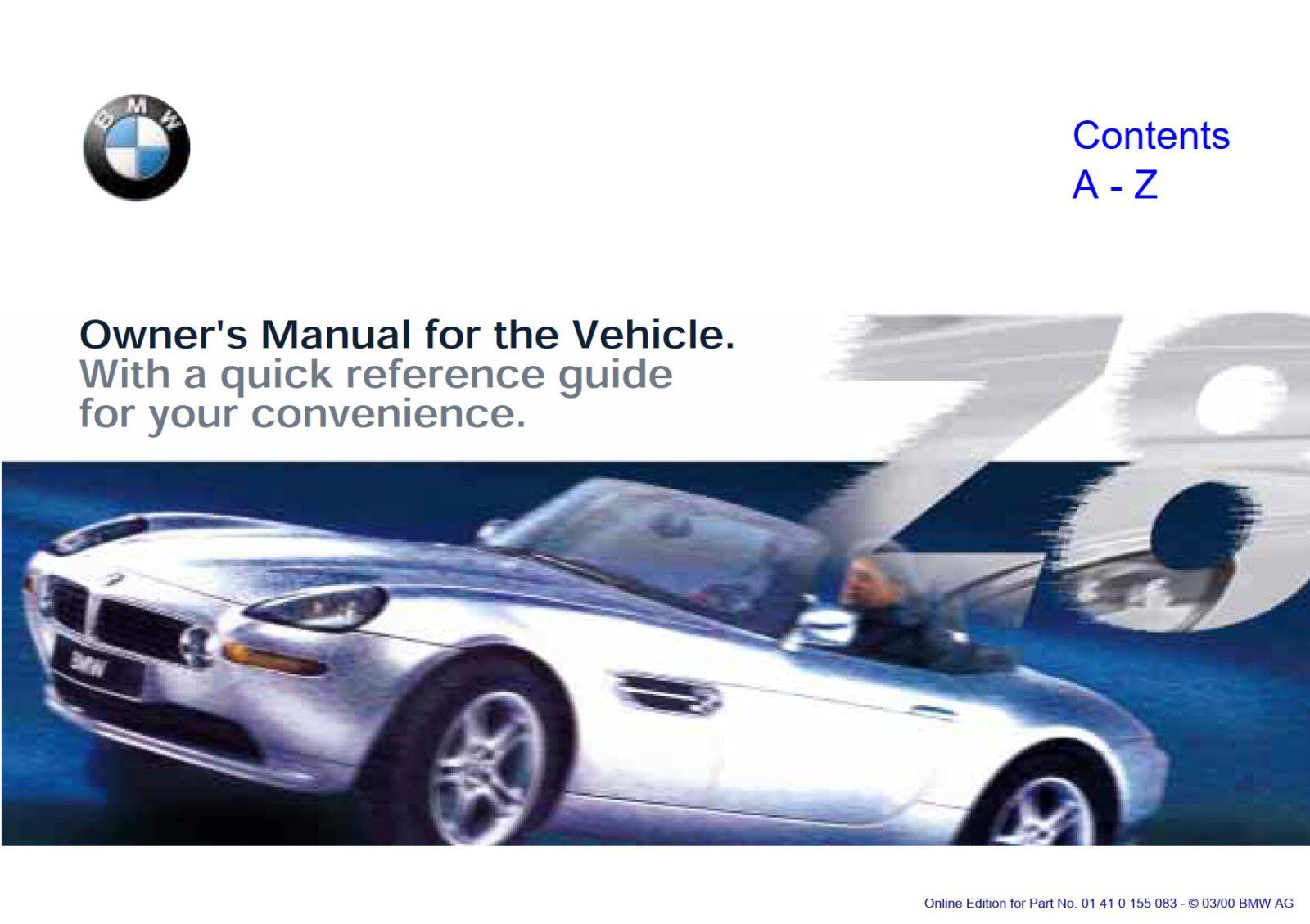 BMW Z8 2000 Owner’s Manual Download In PDF For Free