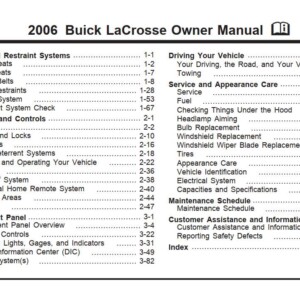 Buick Lacrosse 2006 Owner's Manual