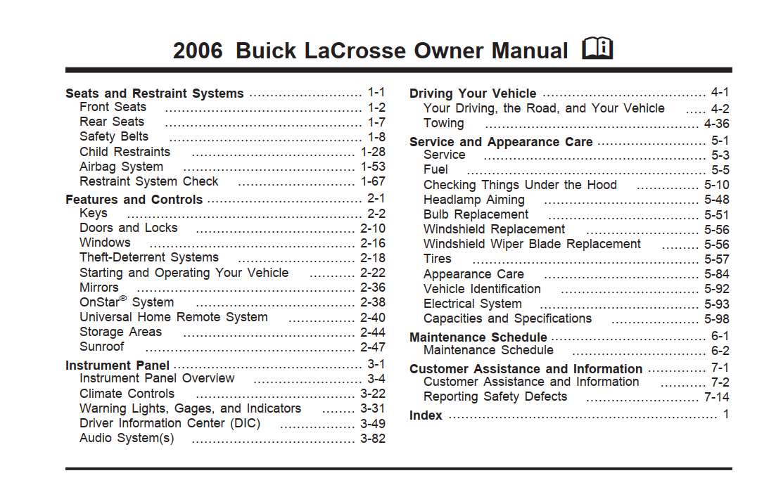 Buick Lacrosse 2006 Owner's Manual