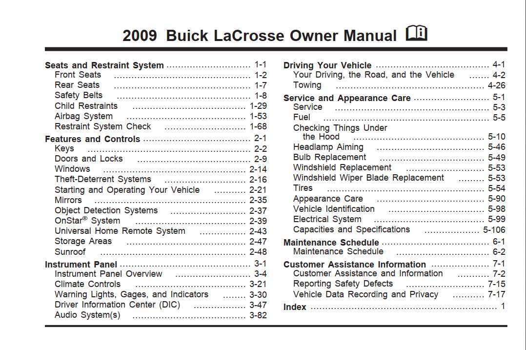 Buick Lacrosse 2009 Owner's Manual