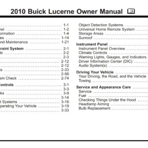 Buick Lucerne 2010 Owner's Manual
