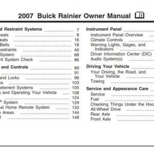 Buick Rainier 2007 Owner's Manual