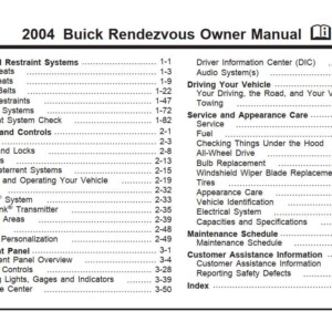 Buick Rendezvous 2004 Owner's Manual