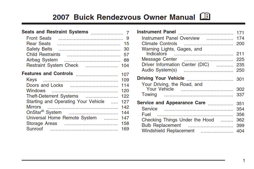 Buick Rendezvous 2007 Owner's Manual