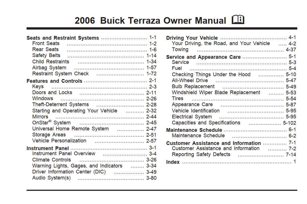 Buick Terraza 2006 Owner's Manual