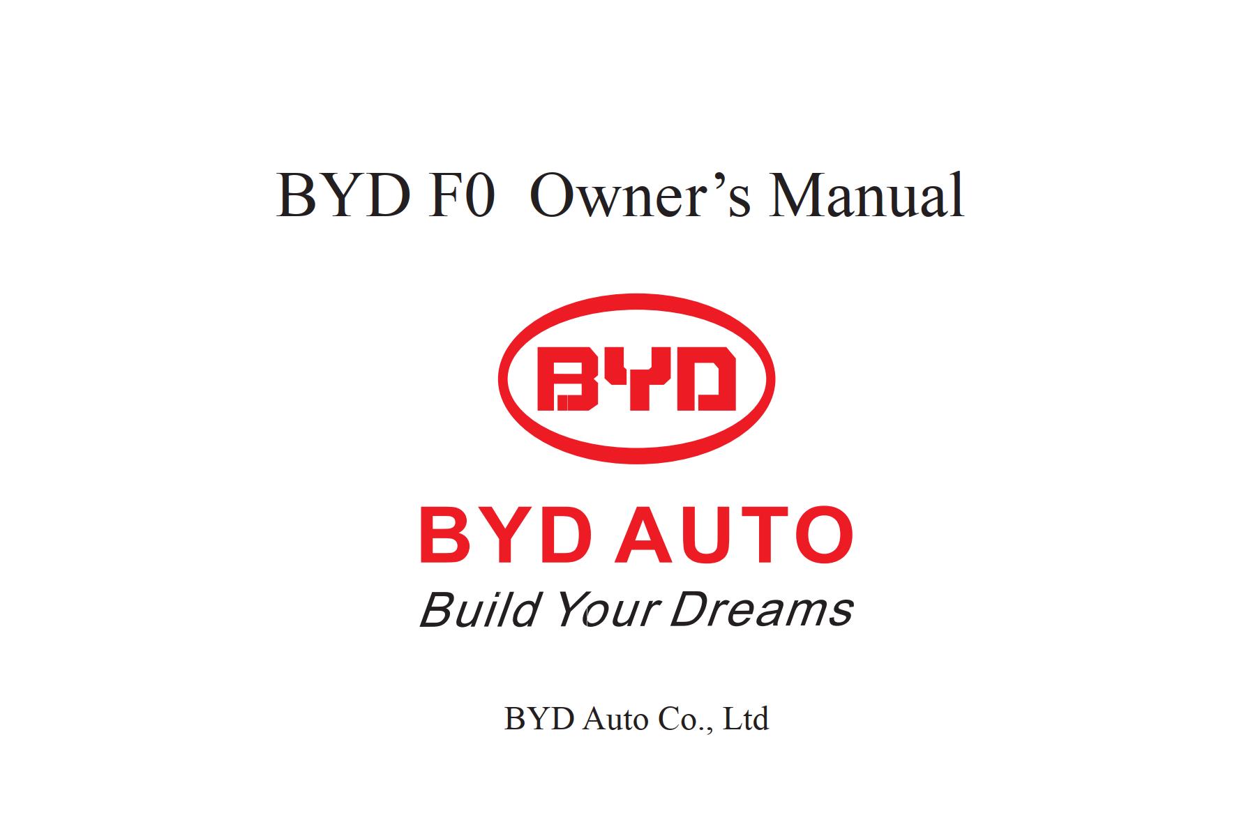 BYD F0 Owner’s Manual