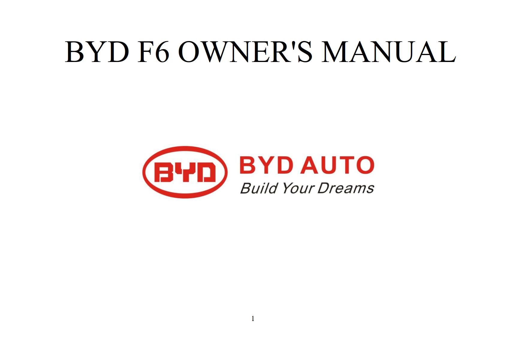 BYD F6 Owner’s Manual