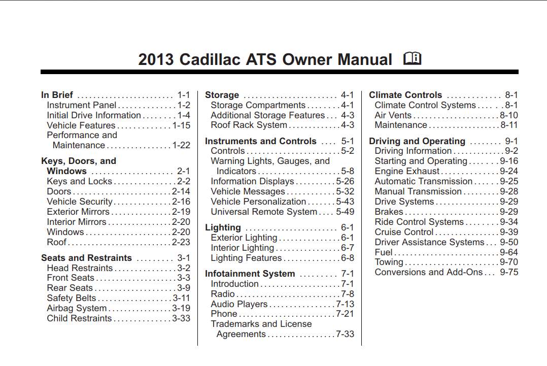 Cadillac Ats 2013 Owner's Manual