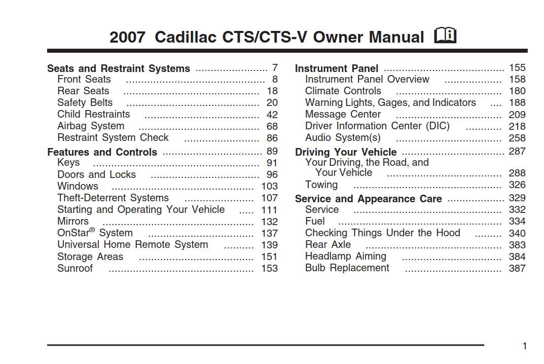 Cadillac Cts 2007 Owner's Manual