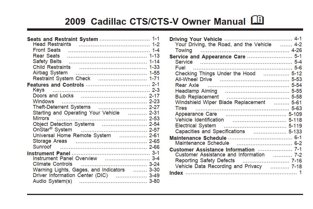 Cadillac Cts 2009 Owner's Manual