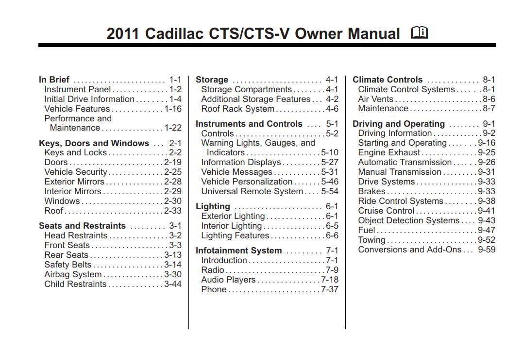 Cadillac Cts 2011 Owner's Manual