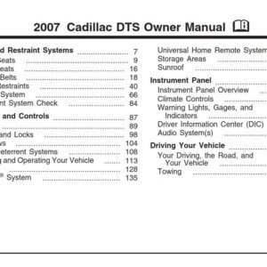 Cadillac Dts 2007 Owner's Manual