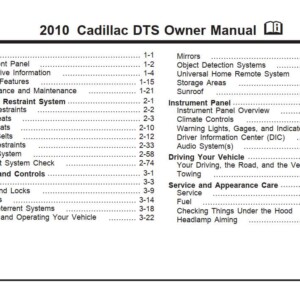 Cadillac Dts 2010 Owner's Manual