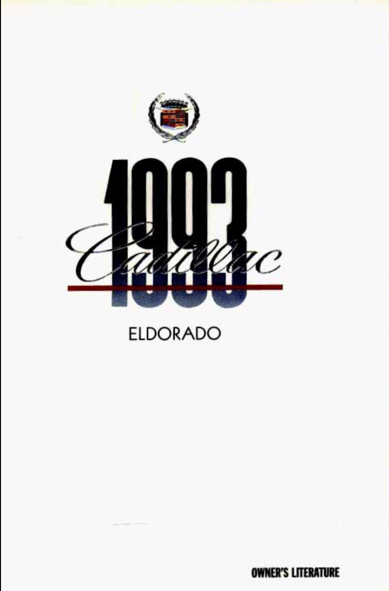 Cadillac ELDORADO 1993 Owner’s Manual