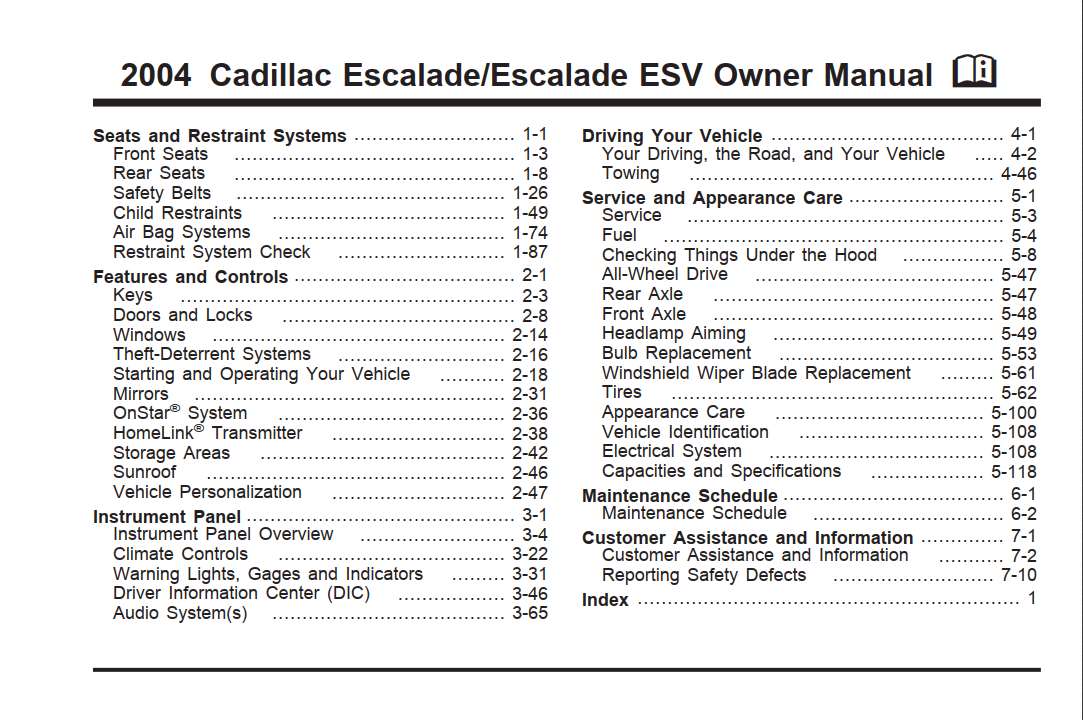 Cadillac Escalade 2004 Owner's Manual