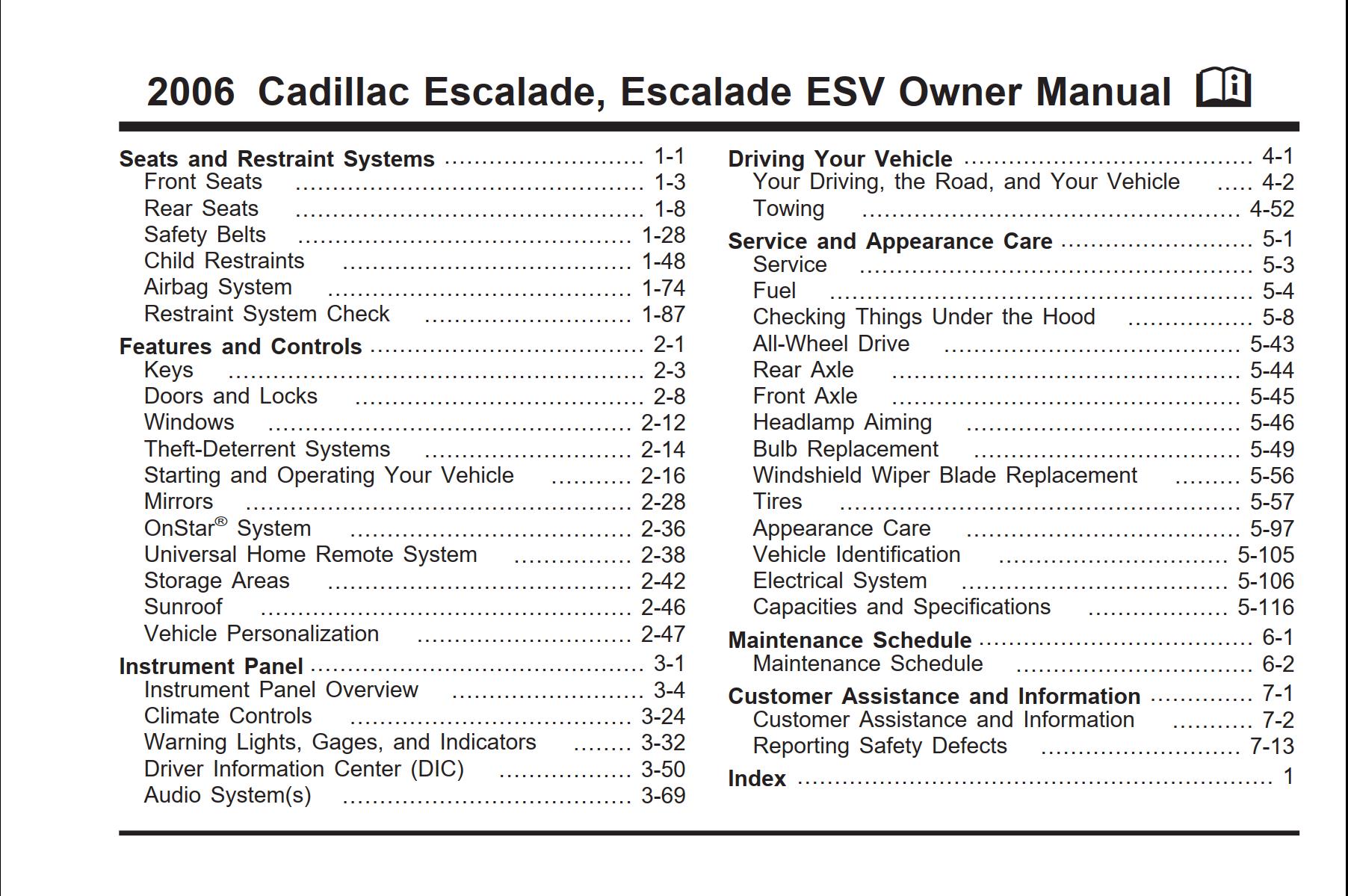 Cadillac ESCALADE ESV 2006 Owner’s Manual