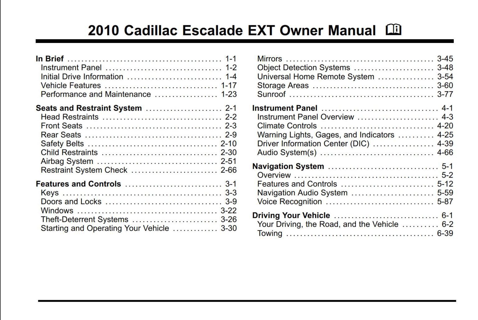 2016 CADILLAC ESCALADE OWNERS MANUAL PDF visual data 6