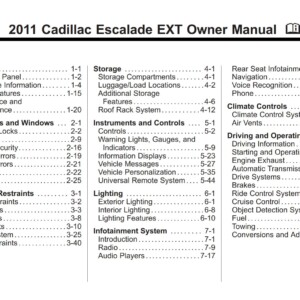 Cadillac ESCALADE EXT 2011 Owner’s Manual