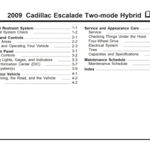 Cadillac ESCALADE HYBRID 2009 Owner’s Manual