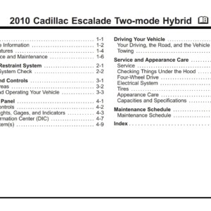 Cadillac ESCALADE HYBRID 2010 Owner’s Manual