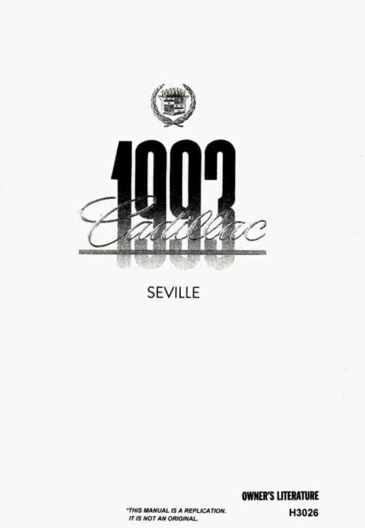 Cadillac Seville 1993 Owner's Manual