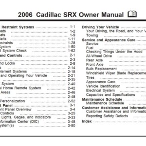 Cadillac Srx 2006 Owner's Manual