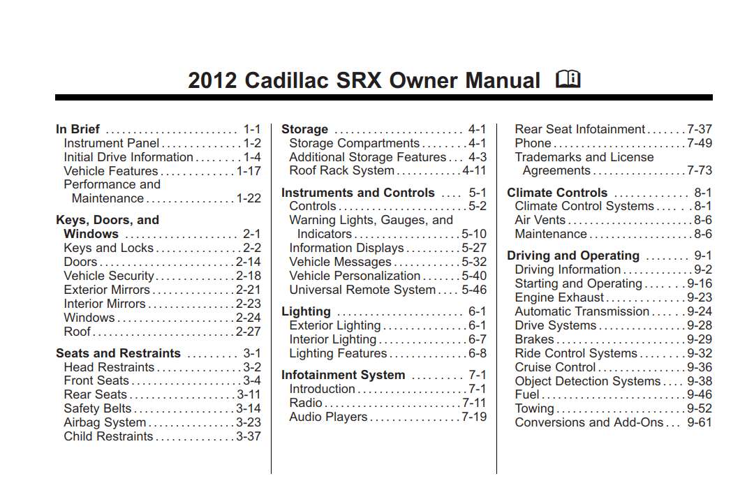 Cadillac SRX 2011 Owner's Manual